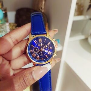 Navy and rose gold watch